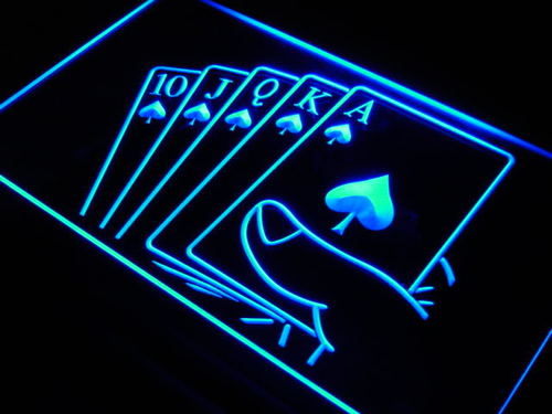 Royal Flush Poker Casino Rule Neon Light Sign